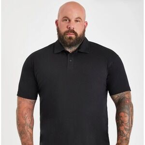 Built Different Mens 2XL Black Short Sleeve Polo Shirt Cotton Blend QMG2025 NEW
